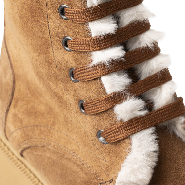 Stivale alto in suede cammello con interno in pelliccia sintetica – Tabacco Art.3000 con Pelliccia
