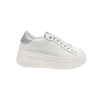 Sneaker in Pelle bianca e argento con Suola Bianca – Bianco Argento ART.20
