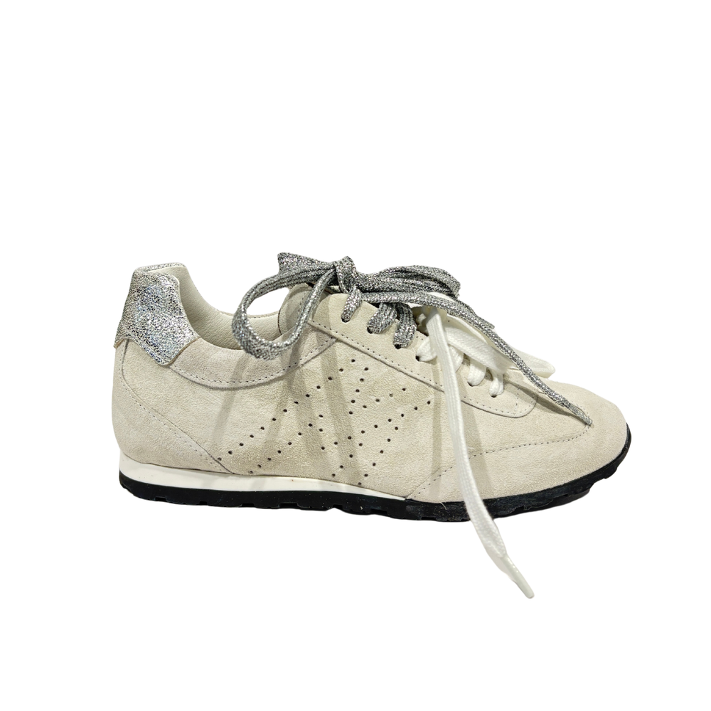 Sneaker camoscio con doppio laccio glitterato - Latte ART.16