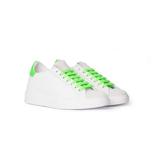 Sneakers in Pelle con Dettagli Fluo – Bianco