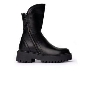 Stivaletti Chunky con Doppia Zip Laterale – Nero