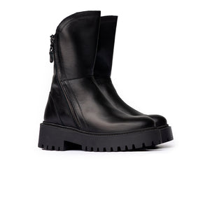Stivaletti Chunky con Doppia Zip Laterale – Nero