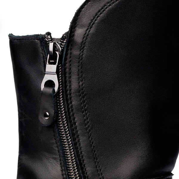 Stivaletti Chunky con Doppia Zip Laterale – Nero