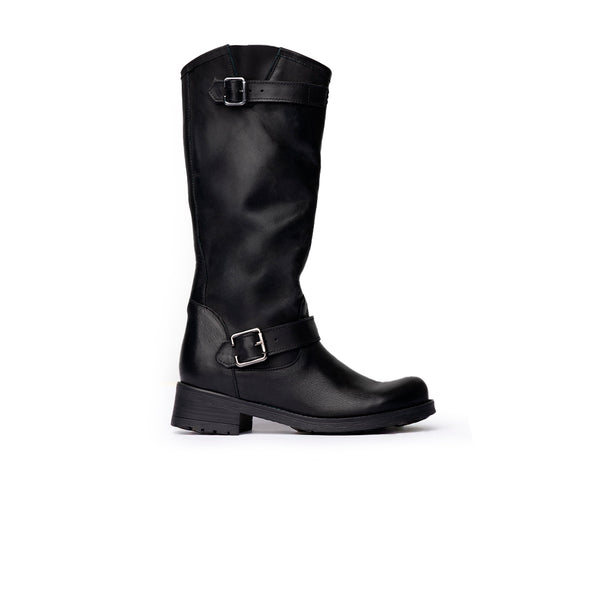 Stivale Biker con Doppia Fibbia – Nero