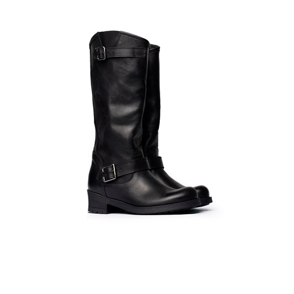 Stivale Biker con Doppia Fibbia – Nero