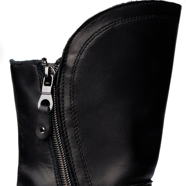 Stivaletto Biker con Doppia Zip – Nero
