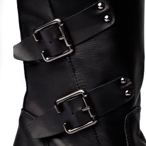 Stivale Biker con Zip Laterale – Nero