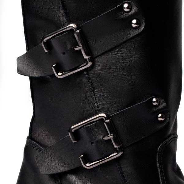 Stivale Biker con Zip Laterale – Nero