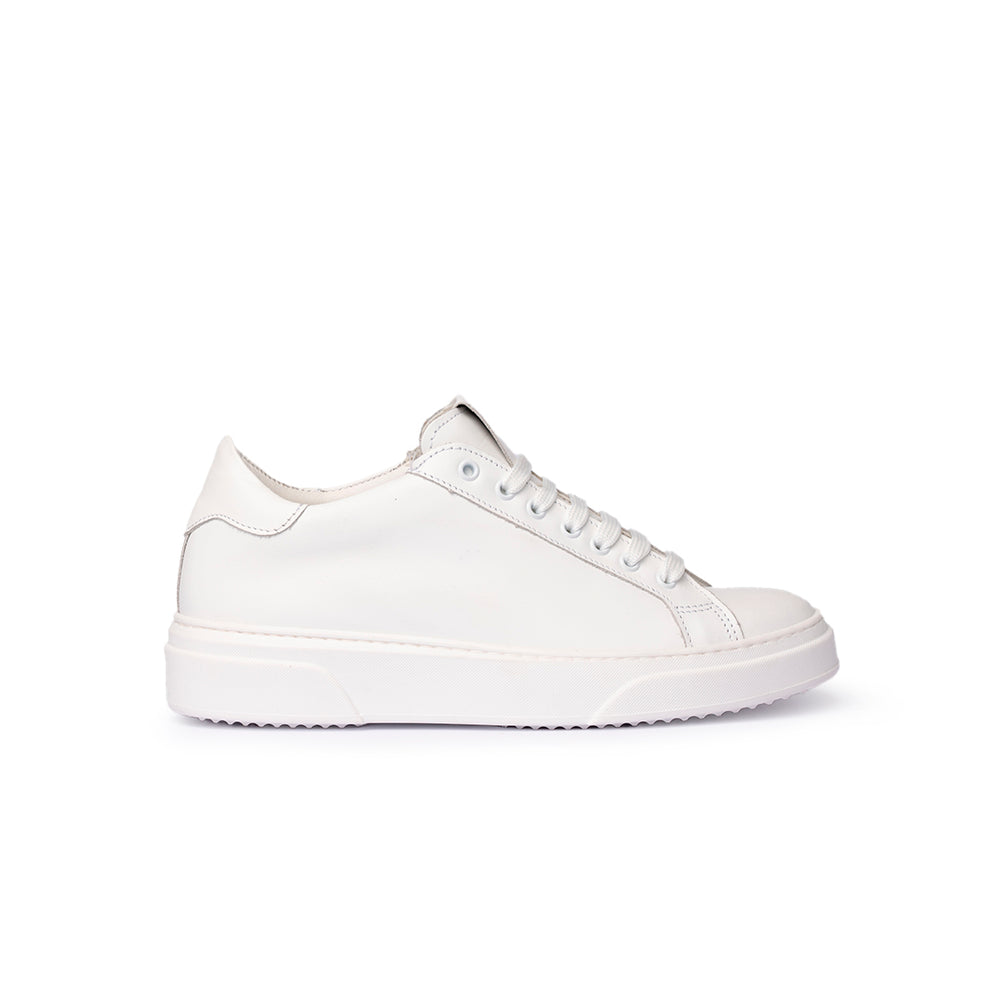 Sneaker in Pelle Bianca con Suola Bianca – Bianco