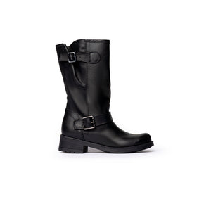Stivale Biker Nero con Doppia Fibbia – Nero