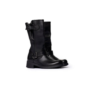 Stivale Biker Nero con Doppia Fibbia – Nero