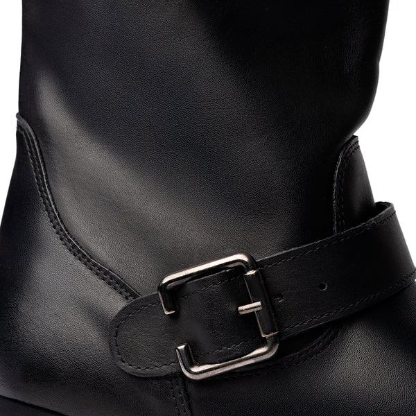 Stivale Biker con Fibbie Laterali – Nero