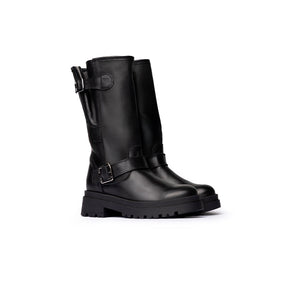 Stivale Biker con Fibbie Laterali – Nero