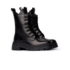 Anfibi Stringati in Pelle Nera – Nero