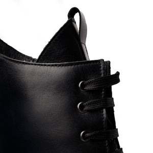 Anfibi Stringati in Pelle Nera – Nero