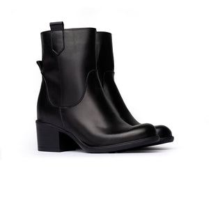 Stivaletti in Pelle Nera con Tacco Medio – Nero