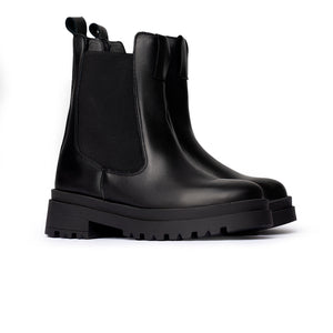 Chelsea Boots in Pelle Suola Carrarmato – Nero