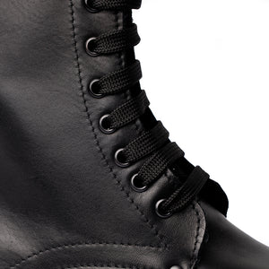 Stivaletto stringato con suola platform in pelle nera