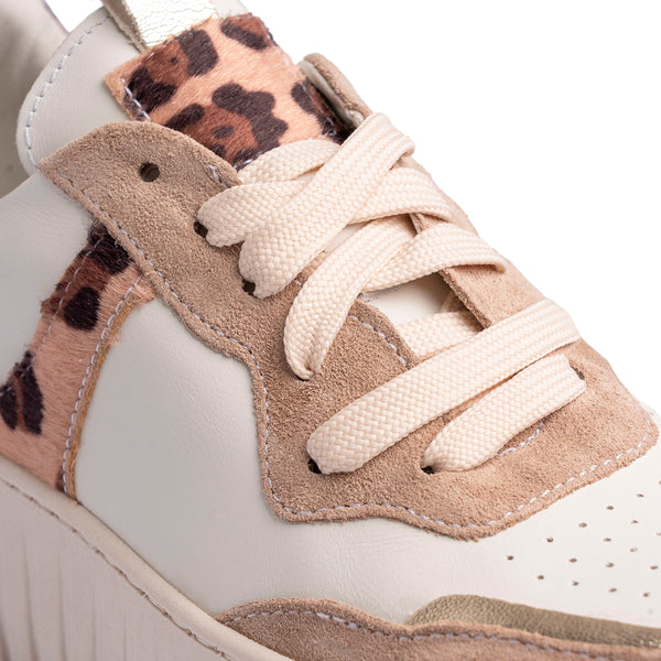 Sneaker platform animalier beige/marrone Donna