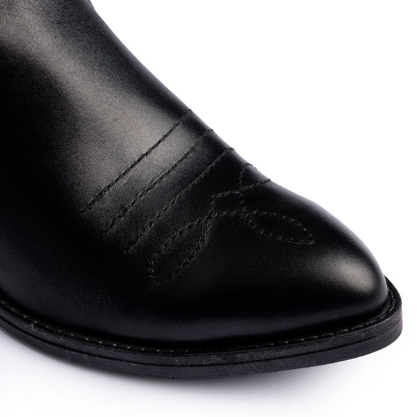 Stivaletto texano con ricami - Nero