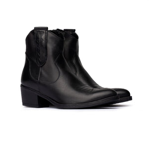 Stivaletto texano con ricami - Nero