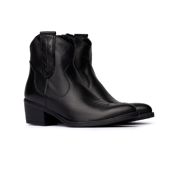 Stivaletto texano con ricami - Nero