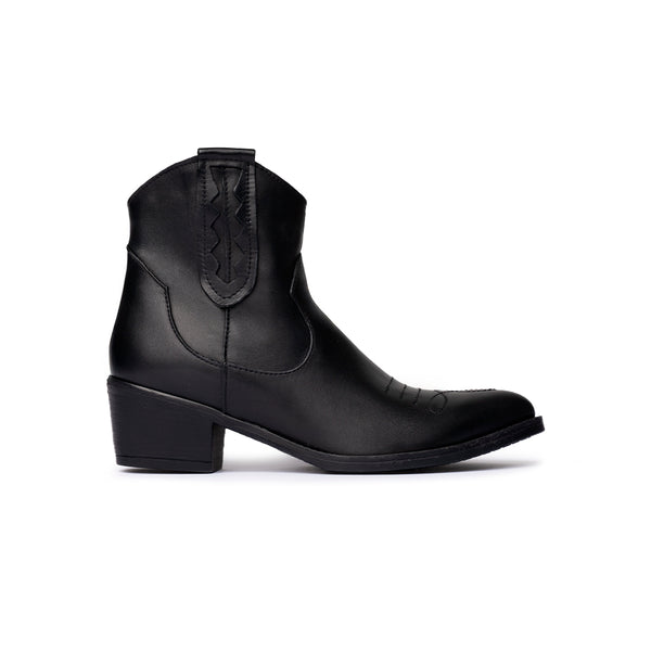 Stivaletto texano con ricami - Nero