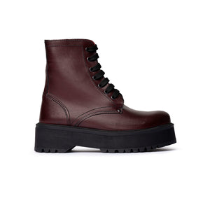 Stivaletto stringato con suola platform - Bordeaux