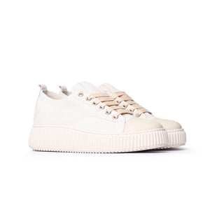 Sneakers platform con punta gommata - Panna