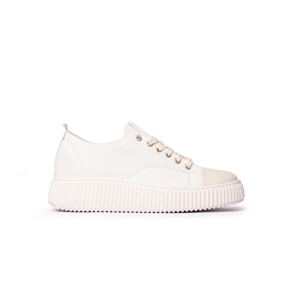Sneakers platform con punta gommata - Panna