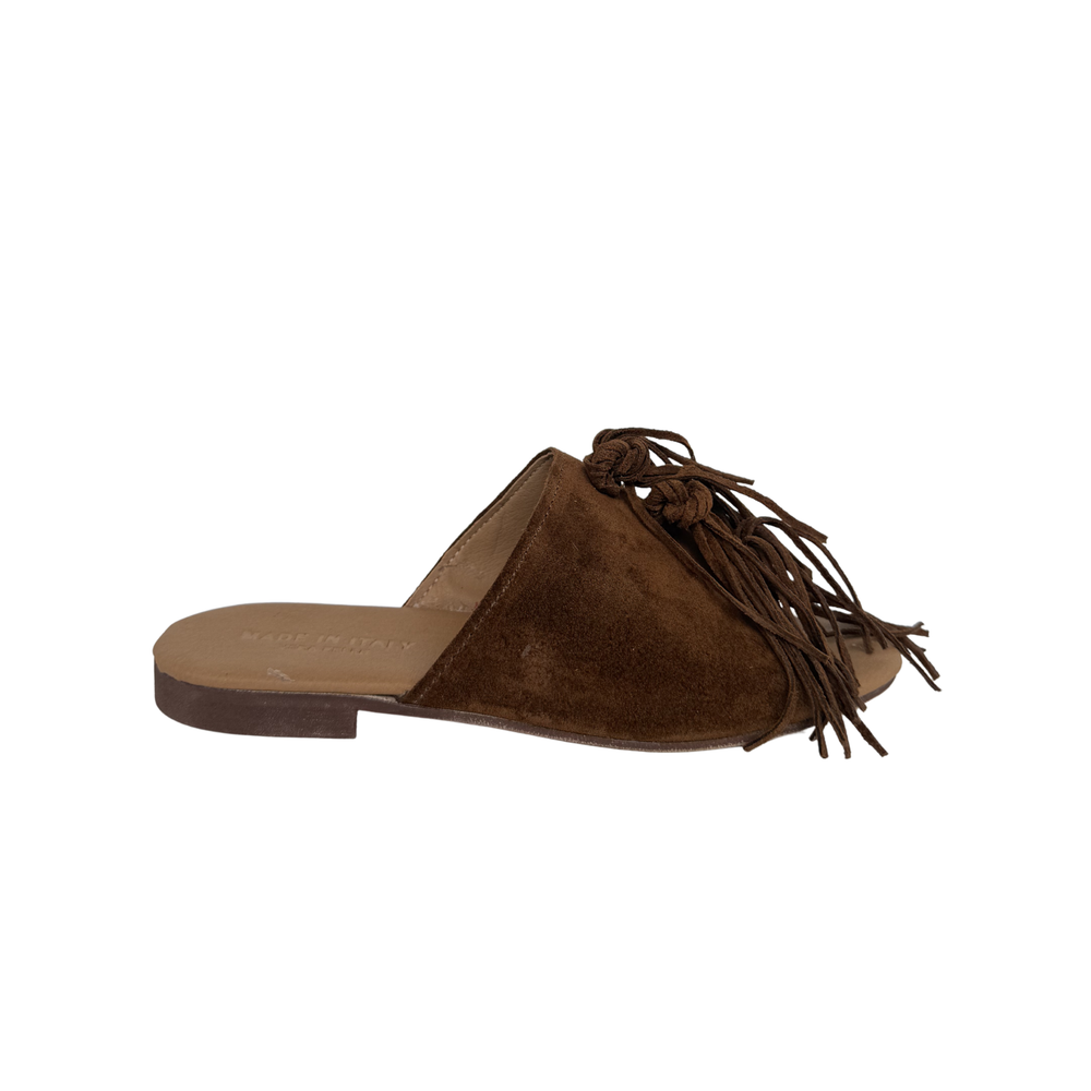 Ciabatta Donna in Camoscio con Frange – MARRONE ART 8