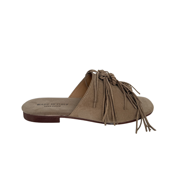 Ciabatta Donna in Camoscio con Frange – TORTORA ART 8