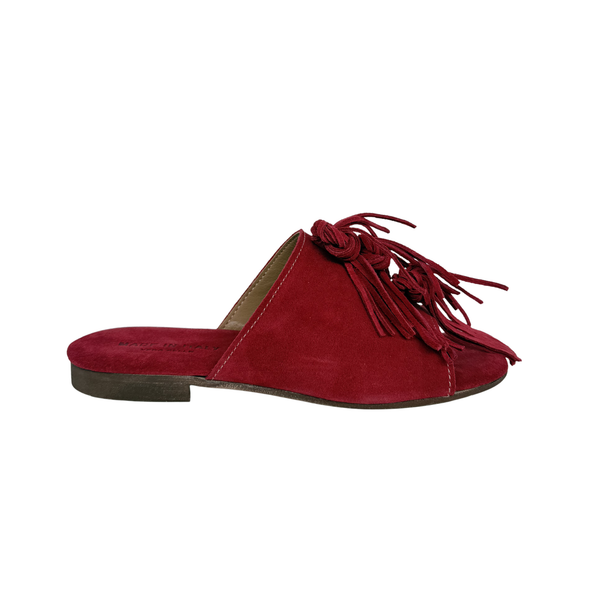 Ciabatta Donna in Camoscio con Frange – rosso ART 8
