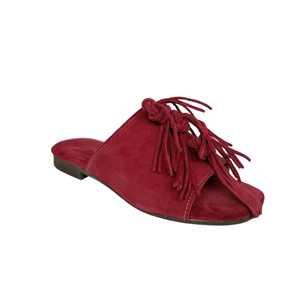 Ciabatta Donna in Camoscio con Frange – rosso ART 8