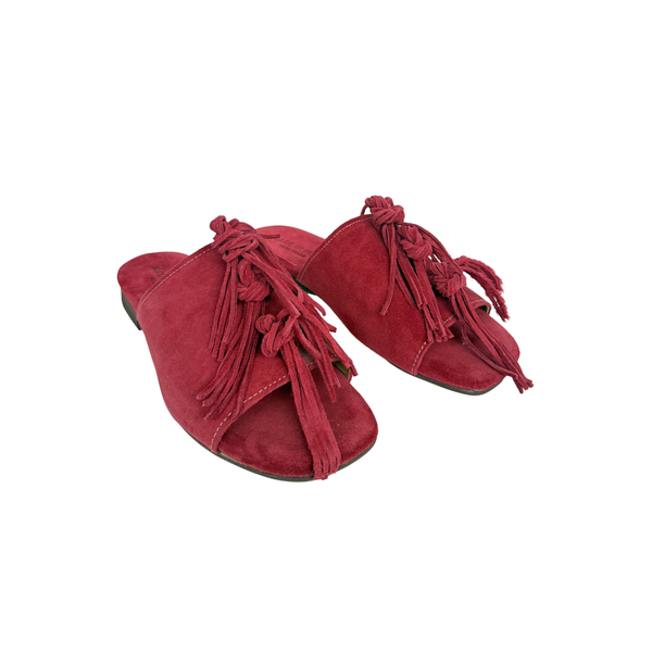 Ciabatta Donna in Camoscio con Frange – rosso ART 8