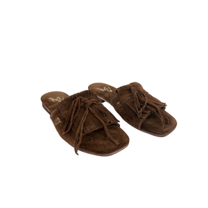 Ciabattina Elegance in Camoscio con Frange - Marrone ART 10
