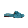 Ciabattina Elegance in Camoscio con Frange - Azzurro ART 10