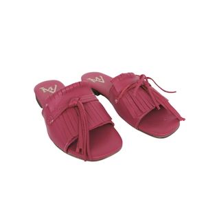 Ciabattina Elegance in Camoscio con Frange - fucsia ART 10