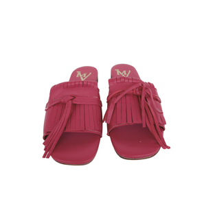 Ciabattina Elegance in Camoscio con Frange - fucsia ART 10