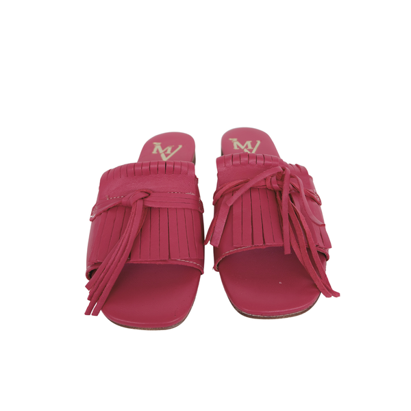 Ciabattina Elegance in Camoscio con Frange - fucsia ART 10