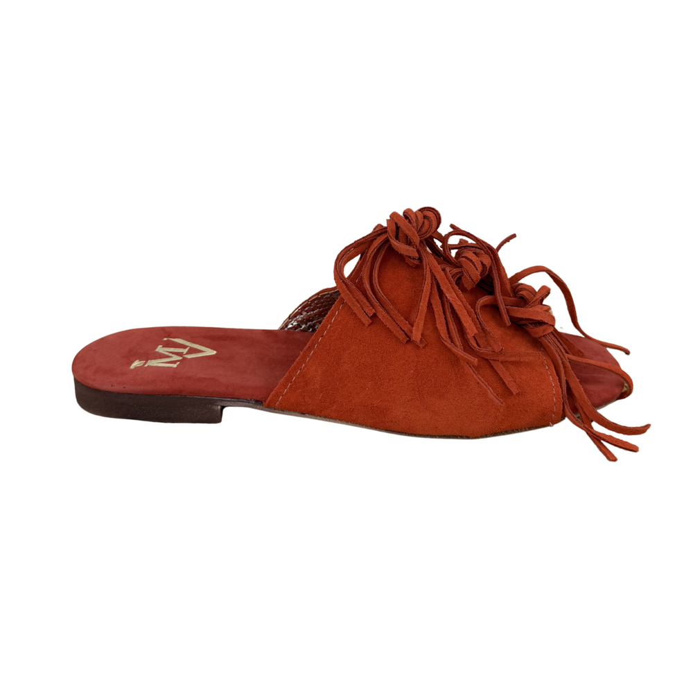 Ciabatta Donna in Camoscio con Frange – arancione ART 8