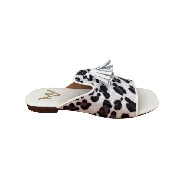 Sandalo Flat Maculato con Fiocco in Vera Pelle – BIANCO  ART 5