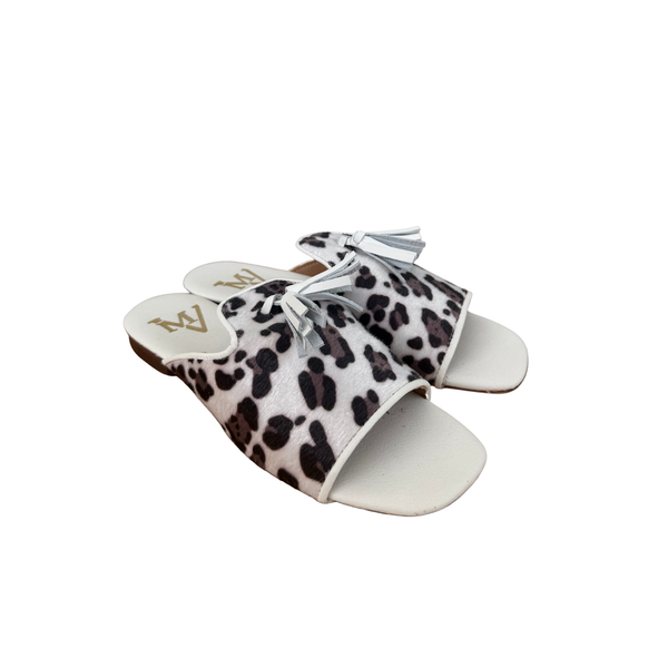 Sandalo Flat Maculato con Fiocco in Vera Pelle – BIANCO  ART 5