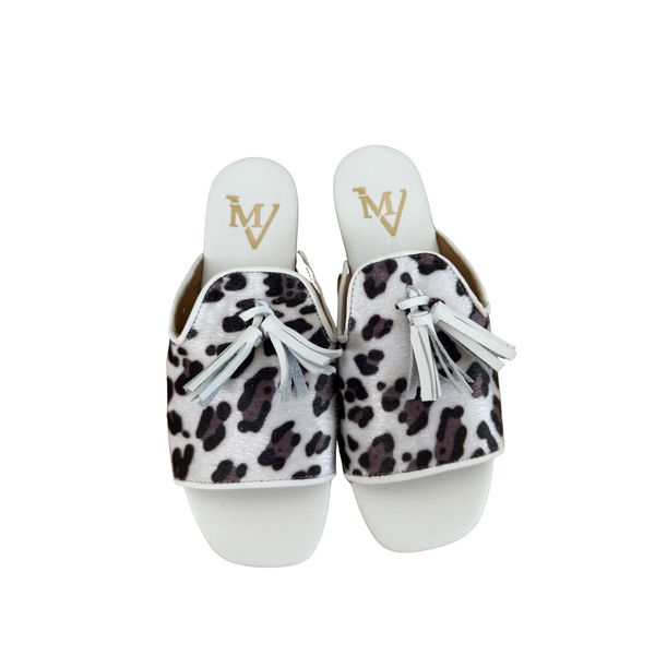 Sandalo Flat Maculato con Fiocco in Vera Pelle – BIANCO  ART 5