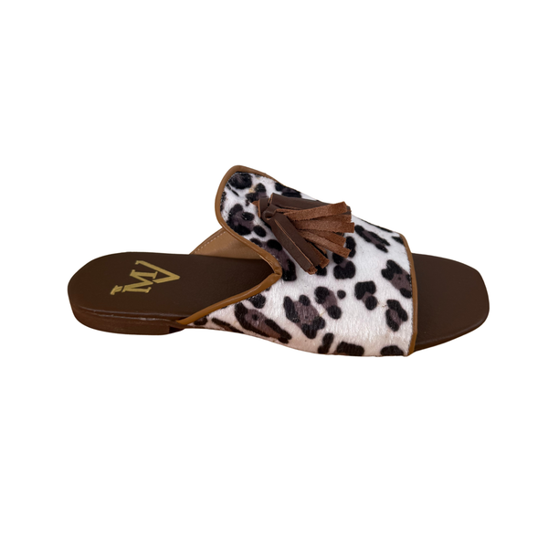 Sandalo Flat Maculato con Fiocco in Vera Pelle – CUOIO  ART 5