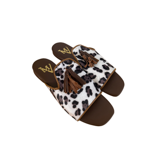 Sandalo Flat Maculato con Fiocco in Vera Pelle – CUOIO  ART 5