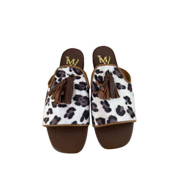 Sandalo Flat Maculato con Fiocco in Vera Pelle – CUOIO  ART 5