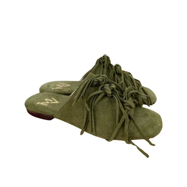 Ciabatta Donna in Camoscio con Frange – VERDE ART 8