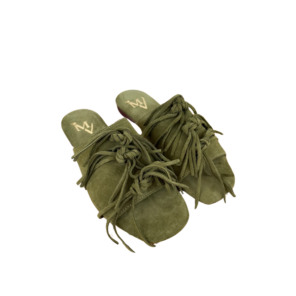 Ciabatta Donna in Camoscio con Frange – VERDE ART 8