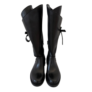 Stivale Alto Nero in Ecopelle con Fiocco Laterale - ART 6010